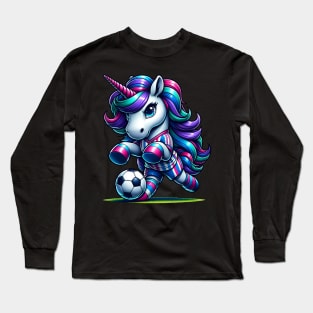 Unicorn Soccer Team Player Long Sleeve T-Shirt